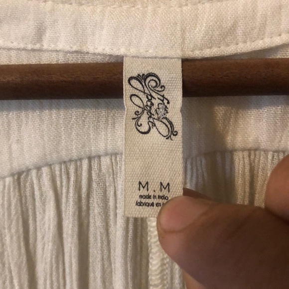 Free People Boho Style Top Beige Long Sleeves Sz M - Picture 6 of 8